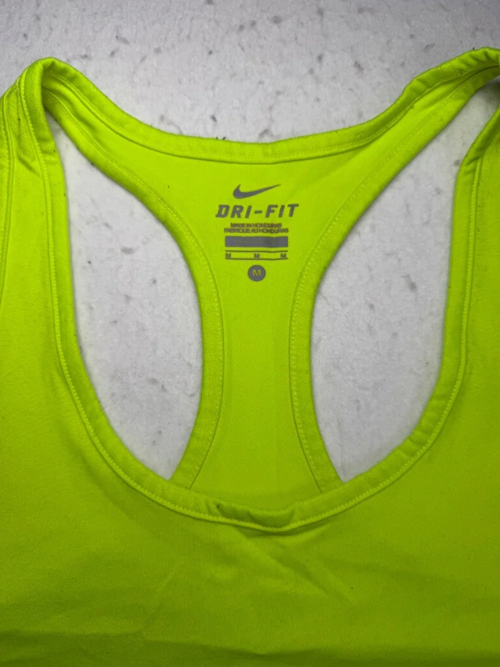Nike Dri Fit Women's Neon Yellow Solid Razorback Tank Top Size Medium EUC